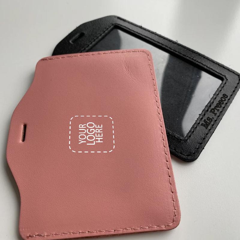 Premium PU Leather ID Card Holder Horizontal with Logo